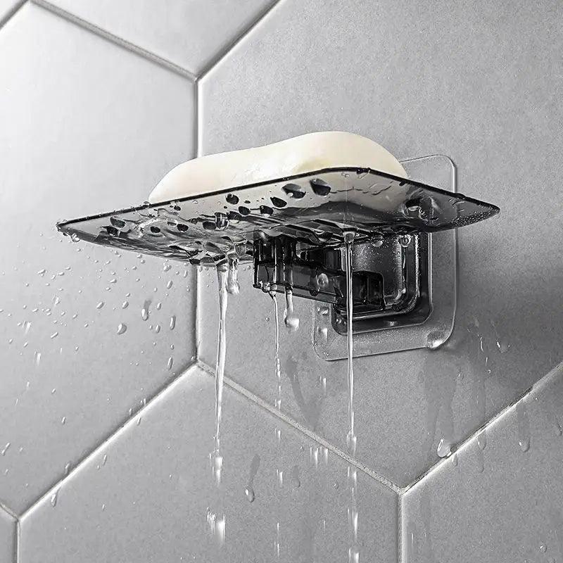 Soap Rack No Drilling Wall Mounted Double Layer Soap Holder Soap Sponge Dish Bathroom Accessories Soap Dishes Self Adhesive Shower Soap Saver Holder Stand Bathroom Bar Soap Case Adhesive Kitchen Sink Sponge Holder Drainer Wall Soap Dish Container Stevvex