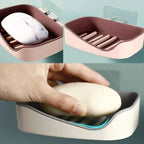 Soap Rack No Drilling Wall Mounted Double Layer Soap Holder Soap Sponge Dish Bathroom Accessories Soap Dishes Self Adhesive Soap Dish Bar Soap Holder Soap Dishes Tray Saver Case Box for Shower Bathroom Kitchen Dish Drainer Drying Rack Stevvex