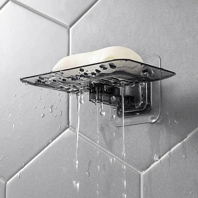 Soap Rack No Drilling Wall Mounted Double Layer Soap Holder Soap Sponge Dish Bathroom Accessories Soap Dishes Self Adhesive Shower Soap Saver Holder Stand Bathroom Bar Soap Case Adhesive Kitchen Sink Sponge Holder Drainer Wall Soap Dish Container Stevvex
