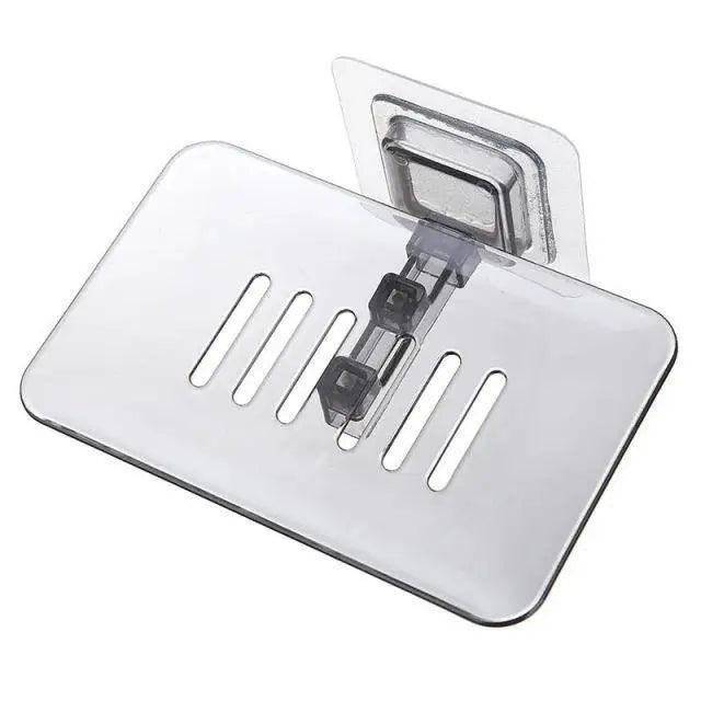 Soap Rack No Drilling Wall Mounted Double Layer Soap Holder Soap Sponge Dish Bathroom Accessories Soap Dishes Self Adhesive Shower Soap Saver Holder Stand Bathroom Bar Soap Case Adhesive Kitchen Sink Sponge Holder Drainer Wall Soap Dish Container Stevvex