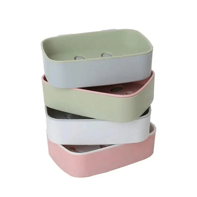 Soap Rack No Drilling Wall Mounted Double Layer Soap Holder Soap Sponge Dish Bathroom Accessories Soap Dishes Self Adhesive Soap Dish Bar Soap Holder Soap Dishes Tray Saver Case Box for Shower Bathroom Kitchen Dish Drainer Drying Rack Stevvex