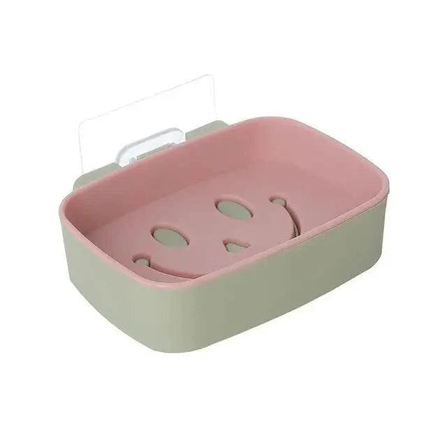 Soap Rack No Drilling Wall Mounted Double Layer Soap Holder Soap Sponge Dish Bathroom Accessories Soap Dishes Self Adhesive Soap Dish Bar Soap Holder Soap Dishes Tray Saver Case Box for Shower Bathroom Kitchen Dish Drainer Drying Rack Stevvex