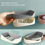Soap Rack No Drilling Wall Mounted Double Layer Soap Holder Soap Sponge Dish Bathroom Accessories Soap Dishes Self Adhesive Soap Dish Bar Soap Holder Soap Dishes Tray Saver Case Box for Shower Bathroom Kitchen Dish Drainer Drying Rack Stevvex