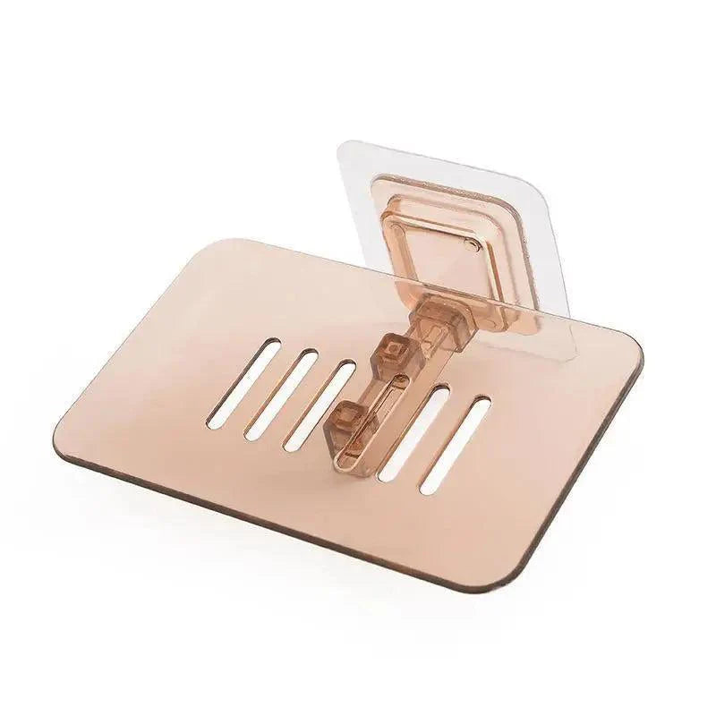 Soap Rack No Drilling Wall Mounted Double Layer Soap Holder Soap Sponge Dish Bathroom Accessories Soap Dishes Self Adhesive Shower Soap Saver Holder Stand Bathroom Bar Soap Case Adhesive Kitchen Sink Sponge Holder Drainer Wall Soap Dish Container Stevvex