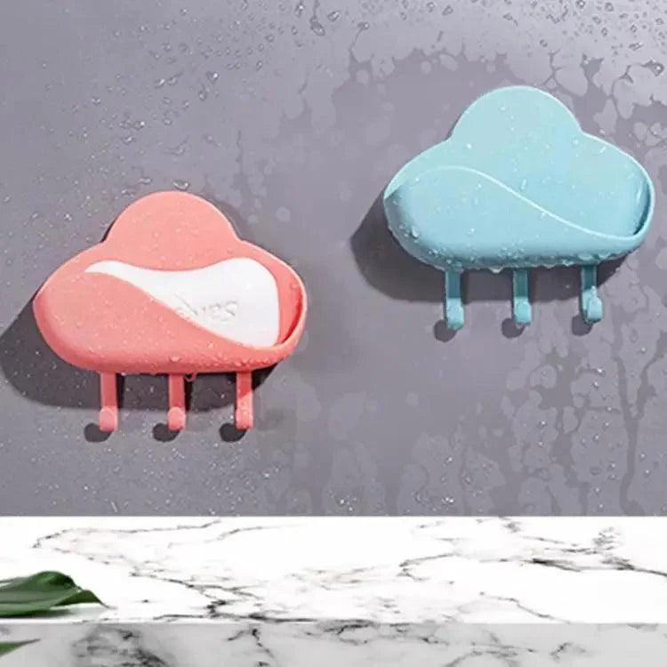 Soap Rack No Drilling Wall Mounted Double Layer Soap Holder Soap Sponge Dish Bathroom Accessories Soap Dishes Self Adhesive Soap Dish Bar Soap Holder Soap Dishes Tray Saver Case Box for Shower Bathroom Kitchen Dish Drainer Drying Rack Stevvex