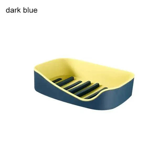 Soap Rack No Drilling Wall Mounted Double Layer Soap Holder Soap Sponge Dish Bathroom Accessories Soap Dishes Self Adhesive Soap Dish Bar Soap Holder Soap Dishes Tray Saver Case Box for Shower Bathroom Kitchen Dish Drainer Drying Rack Stevvex