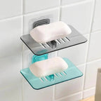 Soap Rack No Drilling Wall Mounted Double Layer Soap Holder Soap Sponge Dish Bathroom Accessories Soap Dishes Self Adhesive Soap Dish Bar Soap Holder Soap Dishes Tray Saver Case Box for Shower Bathroom Kitchen Dish Drainer Drying Rack Stevvex