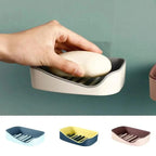Soap Rack No Drilling Wall Mounted Double Layer Soap Holder Soap Sponge Dish Bathroom Accessories Soap Dishes Self Adhesive Soap Dish Bar Soap Holder Soap Dishes Tray Saver Case Box for Shower Bathroom Kitchen Dish Drainer Drying Rack Stevvex