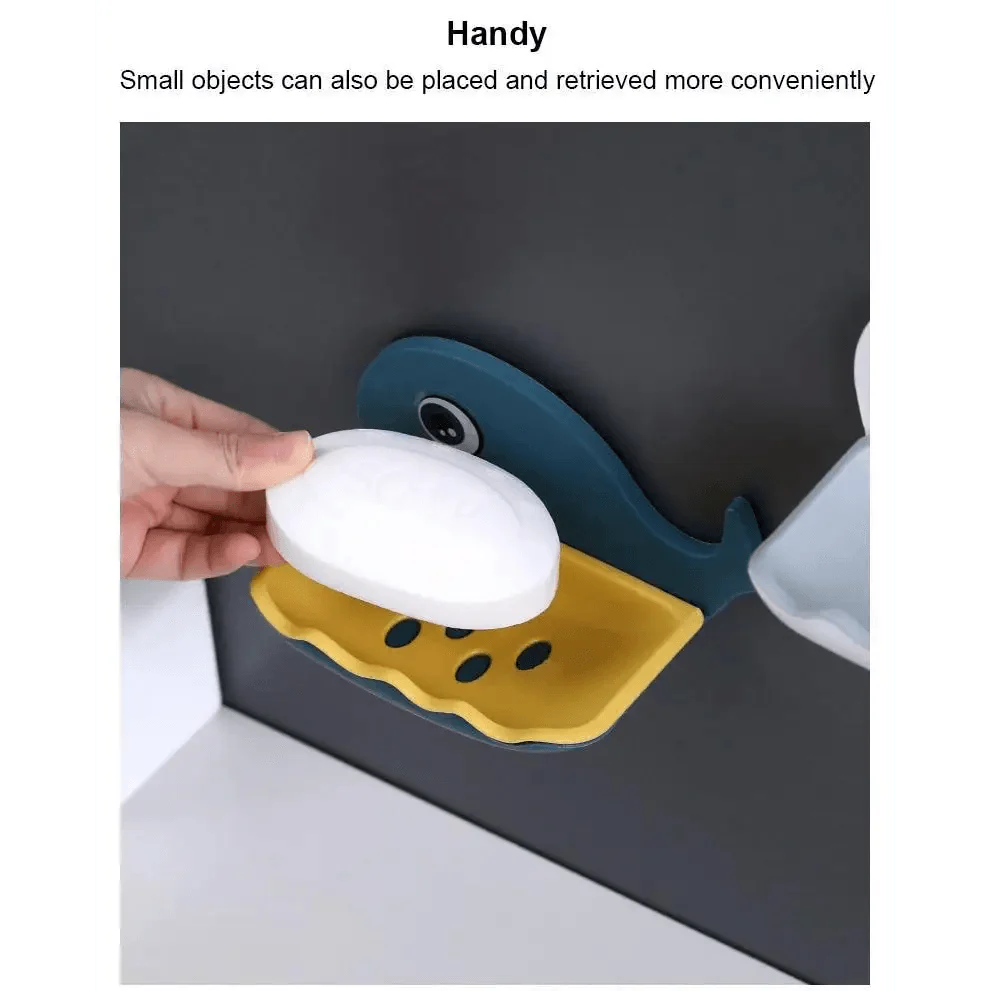 Soap Rack No Drilling Wall Mounted Drain Non Perforated Double Layer Holder Sponge Dish Accessories Magic Soap Dishes Bathroom Cute Soap Dish for Kids Plastic Self Draining Soap Holder for Shower Wall Cartoon Hanging Bathroom Soap Tray with Suction Cup Stevvex