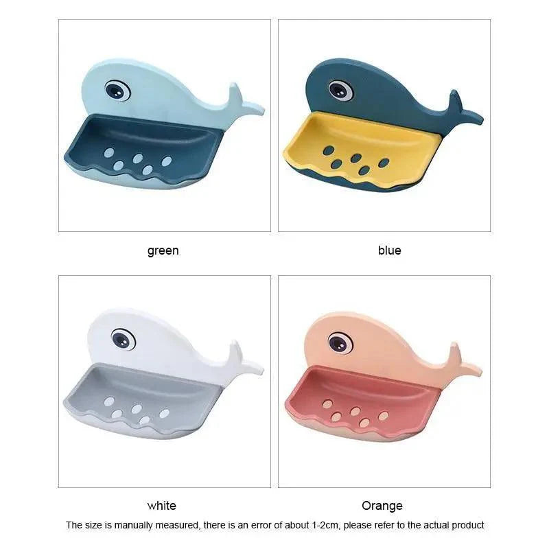 Soap Rack No Drilling Wall Mounted Drain Non Perforated Double Layer Holder Sponge Dish Accessories Magic Soap Dishes Bathroom Cute Soap Dish for Kids Plastic Self Draining Soap Holder for Shower Wall Cartoon Hanging Bathroom Soap Tray with Suction Cup Stevvex