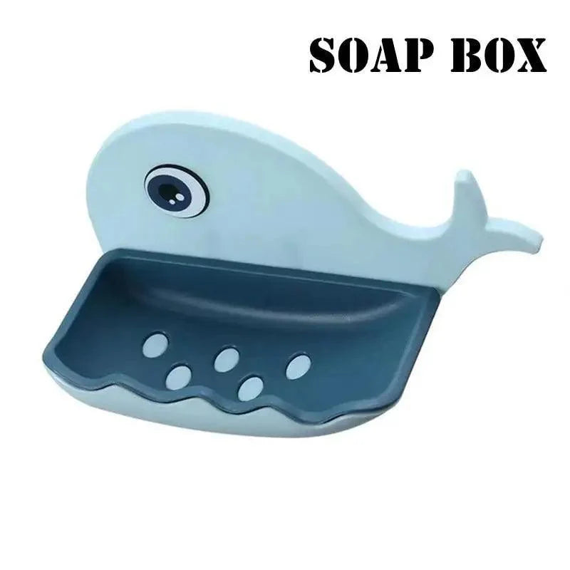 Soap Rack No Drilling Wall Mounted Drain Non Perforated Double Layer Holder Sponge Dish Accessories Magic Soap Dishes Bathroom Cute Soap Dish for Kids Plastic Self Draining Soap Holder for Shower Wall Cartoon Hanging Bathroom Soap Tray with Suction Cup Stevvex
