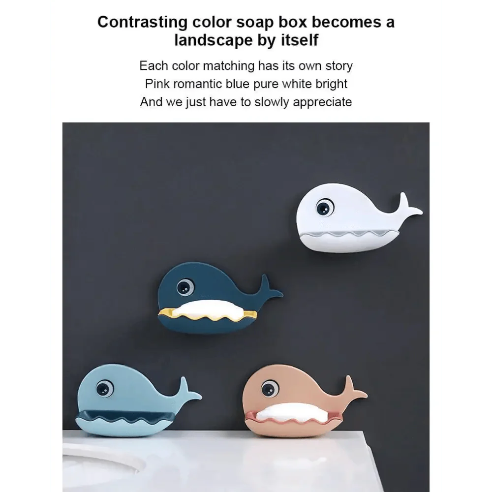 Soap Rack No Drilling Wall Mounted Drain Non Perforated Double Layer Holder Sponge Dish Accessories Magic Soap Dishes Bathroom Cute Soap Dish for Kids Plastic Self Draining Soap Holder for Shower Wall Cartoon Hanging Bathroom Soap Tray with Suction Cup Stevvex