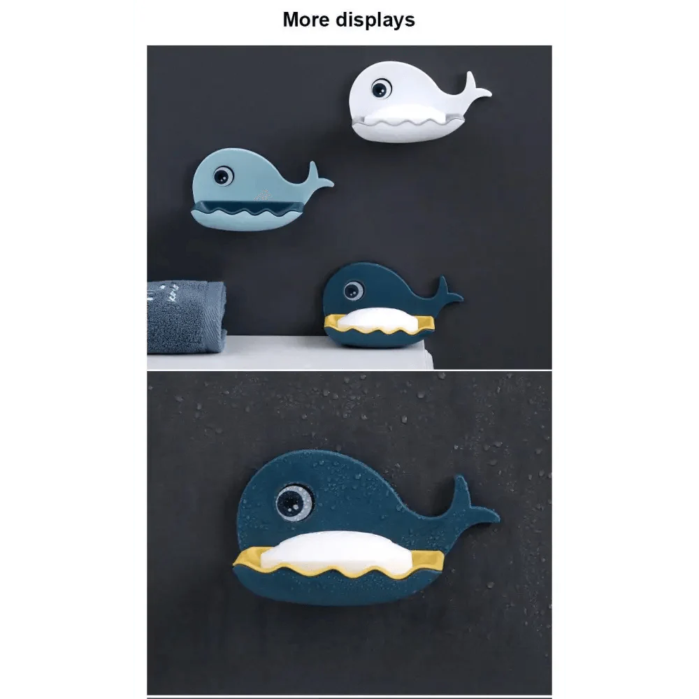 Soap Rack No Drilling Wall Mounted Drain Non Perforated Double Layer Holder Sponge Dish Accessories Magic Soap Dishes Bathroom Cute Soap Dish for Kids Plastic Self Draining Soap Holder for Shower Wall Cartoon Hanging Bathroom Soap Tray with Suction Cup Stevvex
