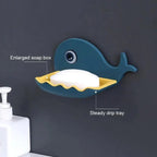 Soap Rack No Drilling Wall Mounted Drain Non Perforated Double Layer Holder Sponge Dish Accessories Magic Soap Dishes Bathroom Cute Soap Dish for Kids Plastic Self Draining Soap Holder for Shower Wall Cartoon Hanging Bathroom Soap Tray with Suction Cup Stevvex