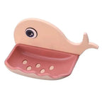 Soap Rack No Drilling Wall Mounted Drain Non Perforated Double Layer Holder Sponge Dish Accessories Magic Soap Dishes Bathroom Cute Soap Dish for Kids Plastic Self Draining Soap Holder for Shower Wall Cartoon Hanging Bathroom Soap Tray with Suction Cup Stevvex