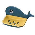 Soap Rack No Drilling Wall Mounted Drain Non Perforated Double Layer Holder Sponge Dish Accessories Magic Soap Dishes Bathroom Cute Soap Dish for Kids Plastic Self Draining Soap Holder for Shower Wall Cartoon Hanging Bathroom Soap Tray with Suction Cup Stevvex