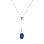 Sodalite Bar Necklace Sterling Silver Minimalist Healing Gemstone 20in Chain BandsCo Straps
