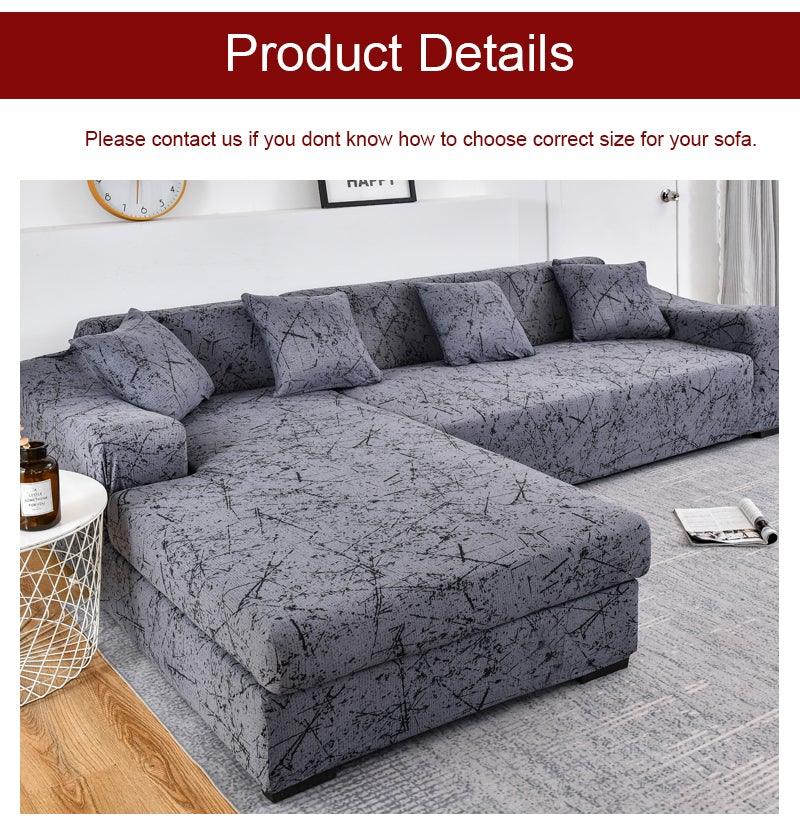 Sofa Cover Geometric Couch Cover Elastic Sofa Cover for Living Room Pets Corner L Shaped Chaise Longue Sofa Slipcover Shaped Sofa Slipcovers with Elastic Bottom, Jacquard Chaise Lounge Set for Living Room Stevvex