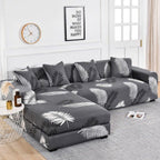 Sofa Cover Geometric Couch Cover Elastic Sofa Cover for Living Room Pets Corner L Shaped Chaise Longue Sofa Slipcover Shaped Sofa Slipcovers with Elastic Bottom, Jacquard Chaise Lounge Set for Living Room Stevvex