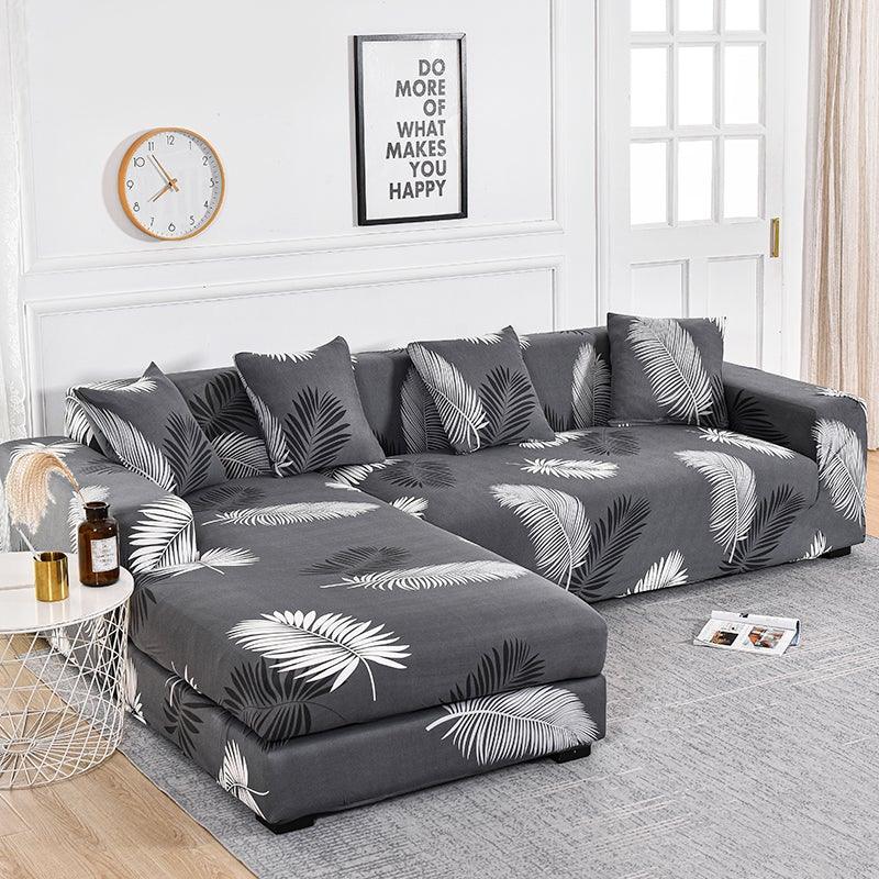 Sofa Cover Geometric Couch Cover Elastic Sofa Cover for Living Room Pets Corner L Shaped Chaise Longue Sofa Slipcover Shaped Sofa Slipcovers with Elastic Bottom, Jacquard Chaise Lounge Set for Living Room Stevvex