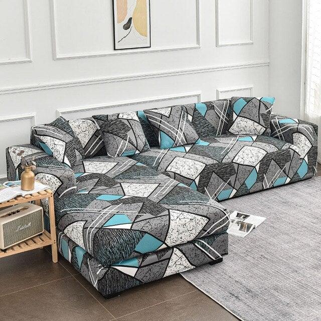 Sofa Cover Geometric Couch Cover Elastic Sofa Cover for Living Room Pets Corner L Shaped Chaise Longue Sofa Slipcover Shaped Sofa Slipcovers with Elastic Bottom, Jacquard Chaise Lounge Set for Living Room Stevvex
