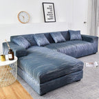 Sofa Cover Geometric Couch Cover Elastic Sofa Cover for Living Room Pets Corner L Shaped Chaise Longue Sofa Slipcover Shaped Sofa Slipcovers with Elastic Bottom, Jacquard Chaise Lounge Set for Living Room Stevvex