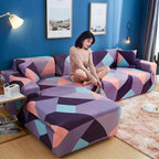 Sofa Cover Geometric Couch Cover Elastic Sofa Cover for Living Room Pets Corner L Shaped Chaise Longue Sofa Slipcover Shaped Sofa Slipcovers with Elastic Bottom, Jacquard Chaise Lounge Set for Living Room Stevvex