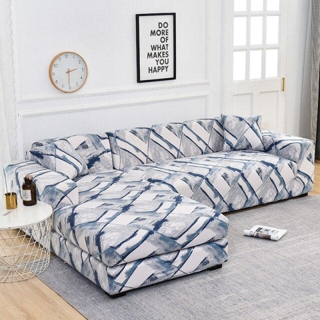 Sofa Cover Geometric Couch Cover Elastic Sofa Cover for Living Room Pets Corner L Shaped Chaise Longue Sofa Slipcover Shaped Sofa Slipcovers with Elastic Bottom, Jacquard Chaise Lounge Set for Living Room Stevvex