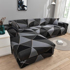 Sofa Cover Geometric Couch Cover Elastic Sofa Cover for Living Room Pets Corner L Shaped Chaise Longue Sofa Slipcover Shaped Sofa Slipcovers with Elastic Bottom, Jacquard Chaise Lounge Set for Living Room Stevvex