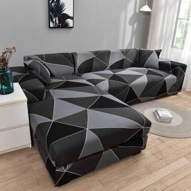 Sofa Cover Geometric Couch Cover Elastic Sofa Cover for Living Room Pets Corner L Shaped Chaise Longue Sofa Slipcover Shaped Sofa Slipcovers with Elastic Bottom, Jacquard Chaise Lounge Set for Living Room Stevvex