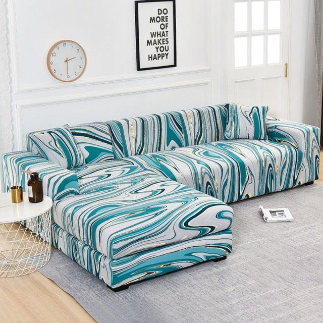 Sofa Cover Geometric Couch Cover Elastic Sofa Cover for Living Room Pets Corner L Shaped Chaise Longue Sofa Slipcover Shaped Sofa Slipcovers with Elastic Bottom, Jacquard Chaise Lounge Set for Living Room Stevvex