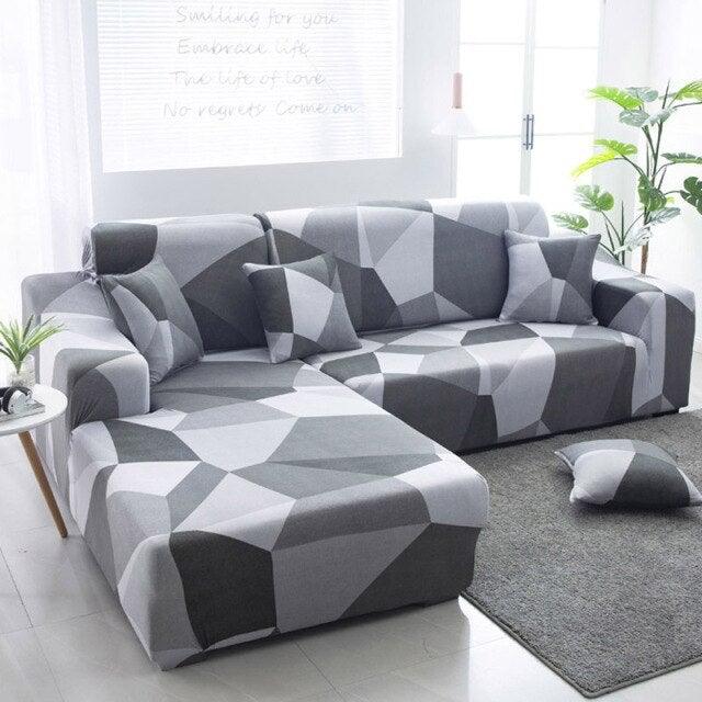 Sofa Cover Geometric Couch Cover Elastic Sofa Cover for Living Room Pets Corner L Shaped Chaise Longue Sofa Slipcover Shaped Sofa Slipcovers with Elastic Bottom, Jacquard Chaise Lounge Set for Living Room Stevvex
