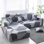 Sofa Cover Geometric Couch Cover Elastic Sofa Cover for Living Room Pets Corner L Shaped Chaise Longue Sofa Slipcover Shaped Sofa Slipcovers with Elastic Bottom, Jacquard Chaise Lounge Set for Living Room Stevvex