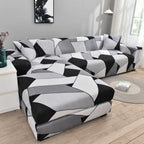 Sofa Cover Geometric Couch Cover Elastic Sofa Cover for Living Room Pets Corner L Shaped Chaise Longue Sofa Slipcover Shaped Sofa Slipcovers with Elastic Bottom, Jacquard Chaise Lounge Set for Living Room Stevvex