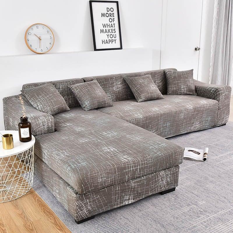 Sofa Cover Geometric Couch Cover Elastic Sofa Cover for Living Room Pets Corner L Shaped Chaise Longue Sofa Slipcover Shaped Sofa Slipcovers with Elastic Bottom, Jacquard Chaise Lounge Set for Living Room Stevvex