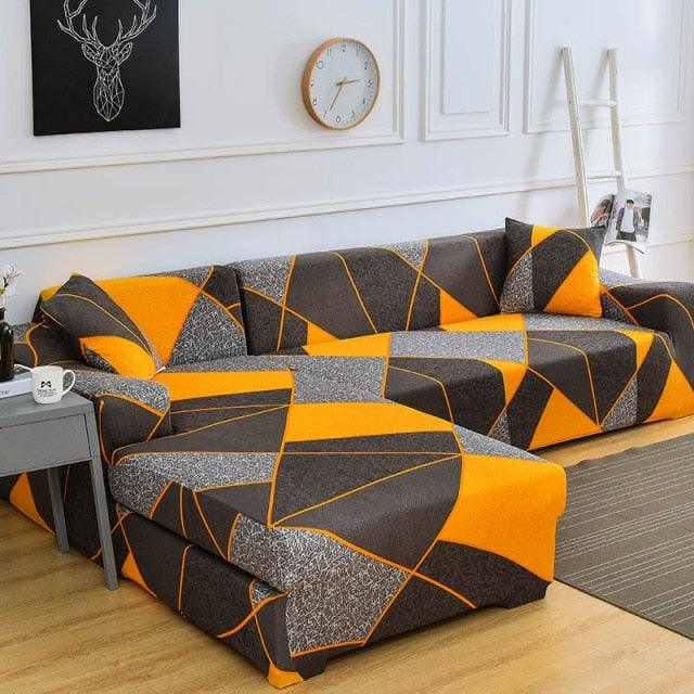 Sofa Cover Geometric Couch Cover Elastic Sofa Cover for Living Room Pets Corner L Shaped Chaise Longue Sofa Slipcover Shaped Sofa Slipcovers with Elastic Bottom, Jacquard Chaise Lounge Set for Living Room Stevvex