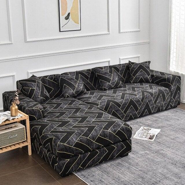 Sofa Cover Geometric Couch Cover Elastic Sofa Cover for Living Room Pets Corner L Shaped Chaise Longue Sofa Slipcover Shaped Sofa Slipcovers with Elastic Bottom, Jacquard Chaise Lounge Set for Living Room Stevvex