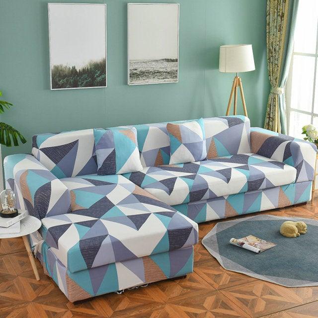 Sofa Cover Geometric Couch Cover Elastic Sofa Cover for Living Room Pets Corner L Shaped Chaise Longue Sofa Slipcover Shaped Sofa Slipcovers with Elastic Bottom, Jacquard Chaise Lounge Set for Living Room Stevvex