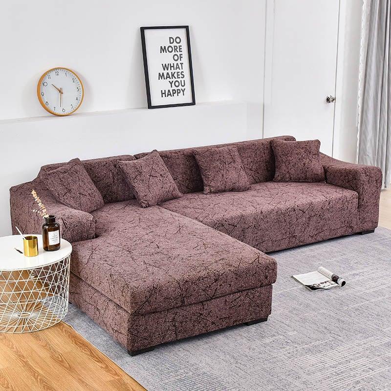 Sofa Cover Geometric Couch Cover Elastic Sofa Cover for Living Room Pets Corner L Shaped Chaise Longue Sofa Slipcover Shaped Sofa Slipcovers with Elastic Bottom, Jacquard Chaise Lounge Set for Living Room Stevvex
