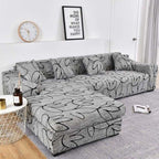 Sofa Cover Geometric Couch Cover Elastic Sofa Cover for Living Room Pets Corner L Shaped Chaise Longue Sofa Slipcover Shaped Sofa Slipcovers with Elastic Bottom, Jacquard Chaise Lounge Set for Living Room Stevvex