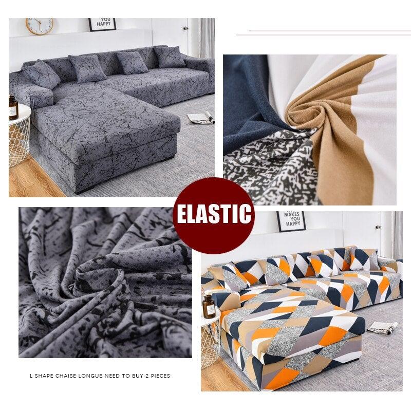 Sofa Cover Geometric Couch Cover Elastic Sofa Cover for Living Room Pets Corner L Shaped Chaise Longue Sofa Slipcover Shaped Sofa Slipcovers with Elastic Bottom, Jacquard Chaise Lounge Set for Living Room Stevvex