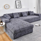 Sofa Cover Geometric Couch Cover Elastic Sofa Cover for Living Room Pets Corner L Shaped Chaise Longue Sofa Slipcover Shaped Sofa Slipcovers with Elastic Bottom, Jacquard Chaise Lounge Set for Living Room Stevvex