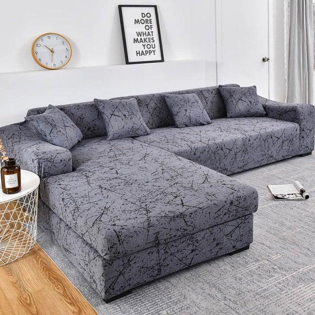 Sofa Cover Geometric Couch Cover Elastic Sofa Cover for Living Room Pets Corner L Shaped Chaise Longue Sofa Slipcover Shaped Sofa Slipcovers with Elastic Bottom, Jacquard Chaise Lounge Set for Living Room Stevvex