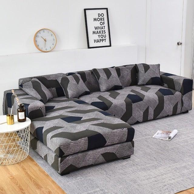 Sofa Cover Geometric Couch Cover Elastic Sofa Cover for Living Room Pets Corner L Shaped Chaise Longue Sofa Slipcover Shaped Sofa Slipcovers with Elastic Bottom, Jacquard Chaise Lounge Set for Living Room Stevvex