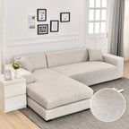 Sofa Cover Geometric Couch Cover Elastic Sofa Cover for Living Room Pets Corner L Shaped Chaise Longue Sofa Slipcover Shaped Sofa Slipcovers with Elastic Bottom, Jacquard Chaise Lounge Set for Living Room Stevvex