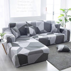 Sofa Cover Geometric Couch Cover Elastic Sofa Cover for Living Room Pets Corner L Shaped Chaise Longue Sofa Slipcover Shaped Sofa Slipcovers with Elastic Bottom, Jacquard Chaise Lounge Set for Living Room Stevvex