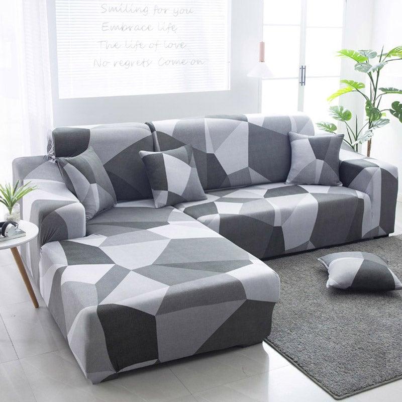 Sofa Cover Geometric Couch Cover Elastic Sofa Cover for Living Room Pets Corner L Shaped Chaise Longue Sofa Slipcover Shaped Sofa Slipcovers with Elastic Bottom, Jacquard Chaise Lounge Set for Living Room Stevvex