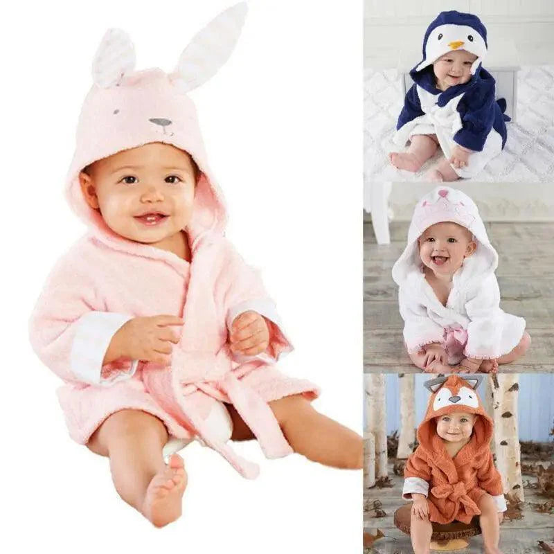 Soft And Comfortable Baby Bathrobes Cute Cartoon Animal Face Sleepwear For Babies Unique Design Hooded Sleepwear For Infants Stevvex