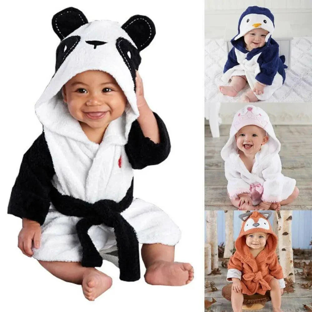 Soft And Comfortable Baby Bathrobes Cute Cartoon Animal Face Sleepwear For Babies Unique Design Hooded Sleepwear For Infants Stevvex