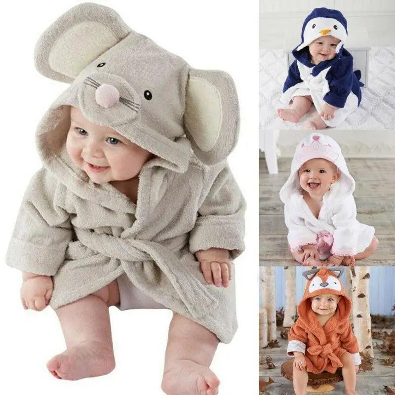 Soft And Comfortable Baby Bathrobes Cute Cartoon Animal Face Sleepwear For Babies Unique Design Hooded Sleepwear For Infants Stevvex